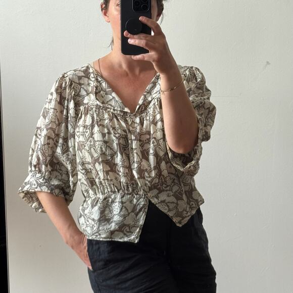 STELLA MCCARTNEY Floral Cotton Cottagecore Peasant Top - Picture 1 of 11